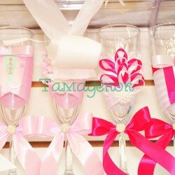 Бокалы на первый стол молодоженам / розовые